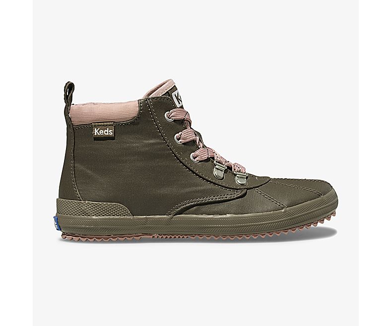 Keds Kid's Scout Coated Canvas Boot Olive Boots - IE2385176